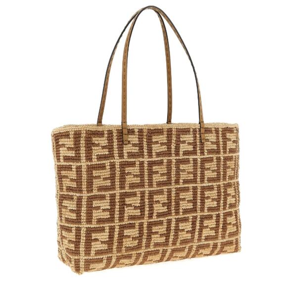 NEW FENDI LARGE RAFFIA CROCHET SUMMER FF LOGO TOTE BAG NWT AUTHENTIC! - Picture 3 of 14